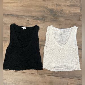 Bundle of black and white honey belle knit crop tank top size large